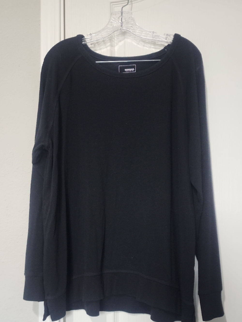 Sonoma Black Lightweight Plus Size Women's Crewneck Sweater